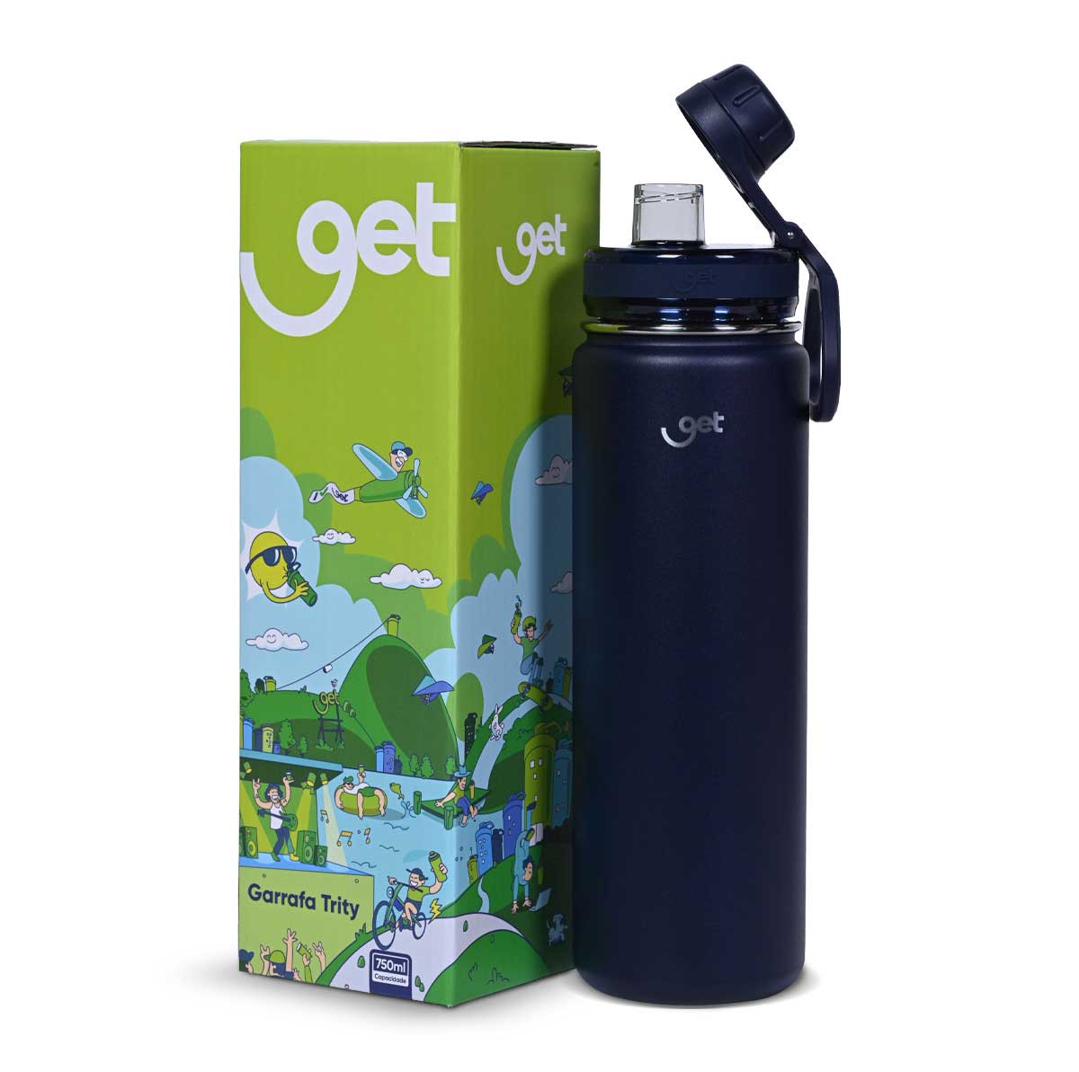 Garrafa-Termica-Inox-Get-Trity-750ml-Azul-Petroleo-para-Bebidas-Quentes-e-Frias-com-Tampa-Bico-e-Base-Emborrachada