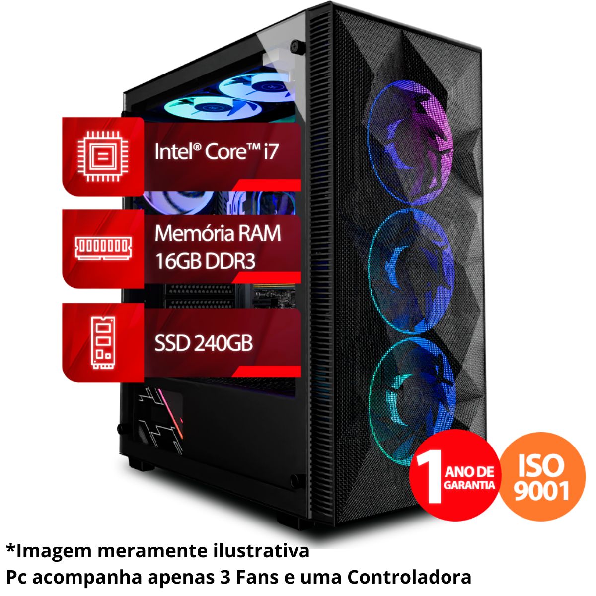 PC Gamer Intel® Core™ I7 de 4ª Geração, RAM de 16GB, SSD de 240GB, Linux | OX